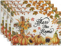 Fall Cross Pumpkin Placemats Set of 4 Autumn Thanksgiving Harvest Sunflower by Wnoesat