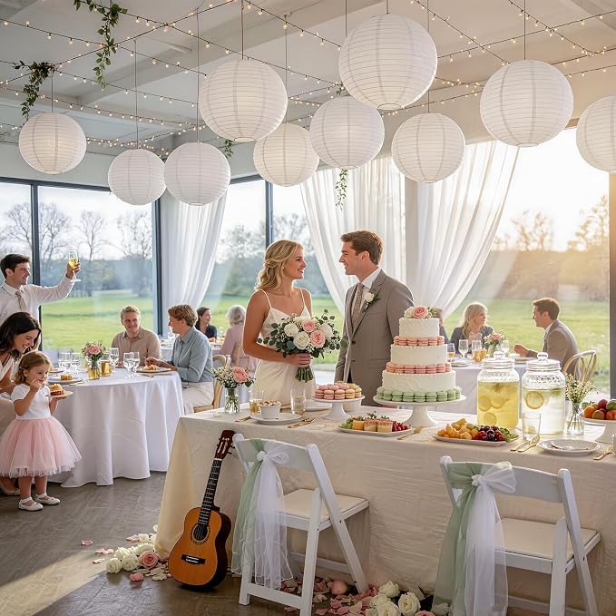 10Pcs 16 Inch Large White Paper Lanterns, Jumbo Hanging Party Decorations | - Image 4