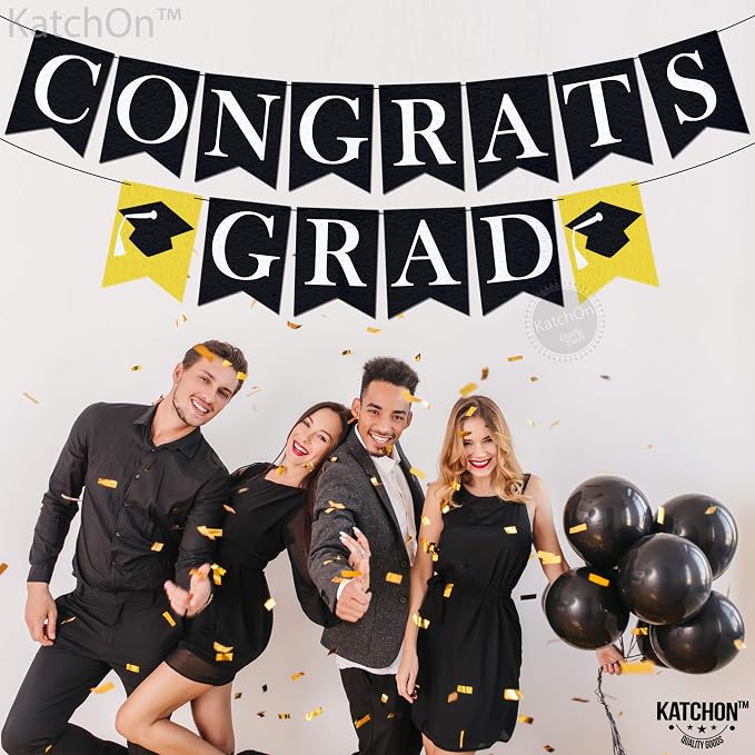 KatchOn Congrats Grad Banner Black | Felt, No DIY, Congrats Banner - Image 6