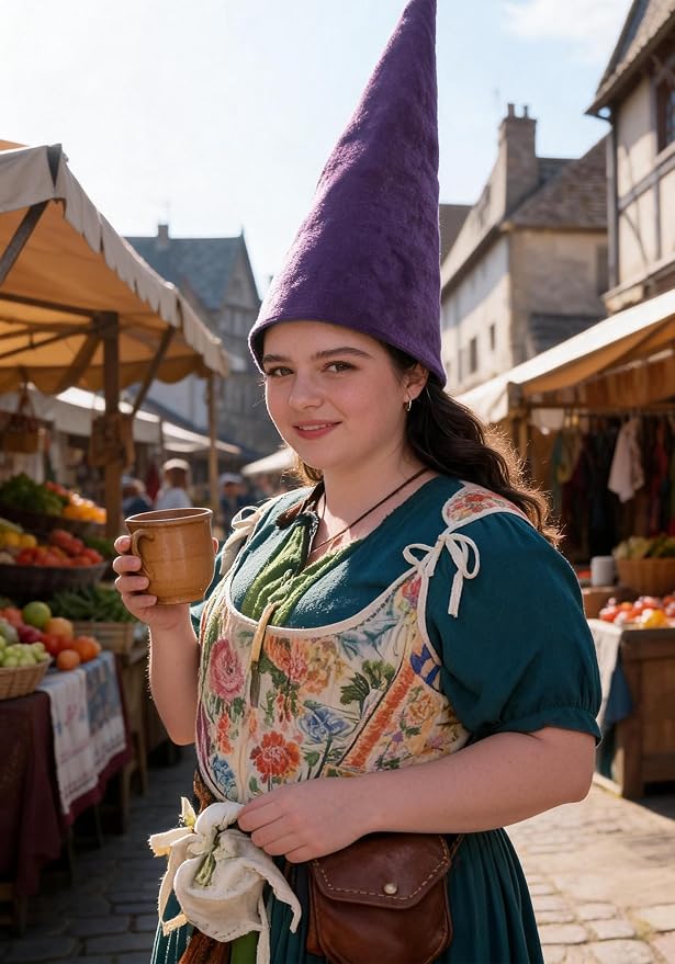 Medieval Pointed Cone Hat Renaissance Dwarf Elf Headwear - Image 5