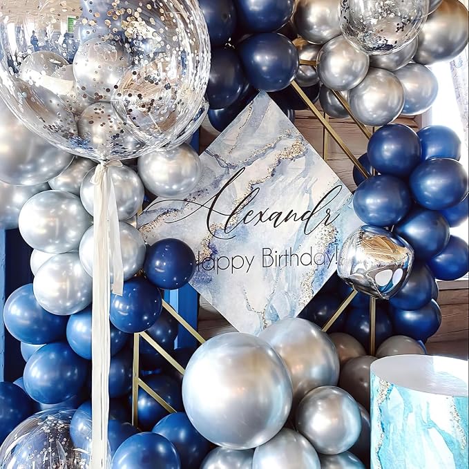 PartyWoo Navy Blue Balloons 123 pcs Pearl Navy Balloons Different Sizes Pack of - Image 6