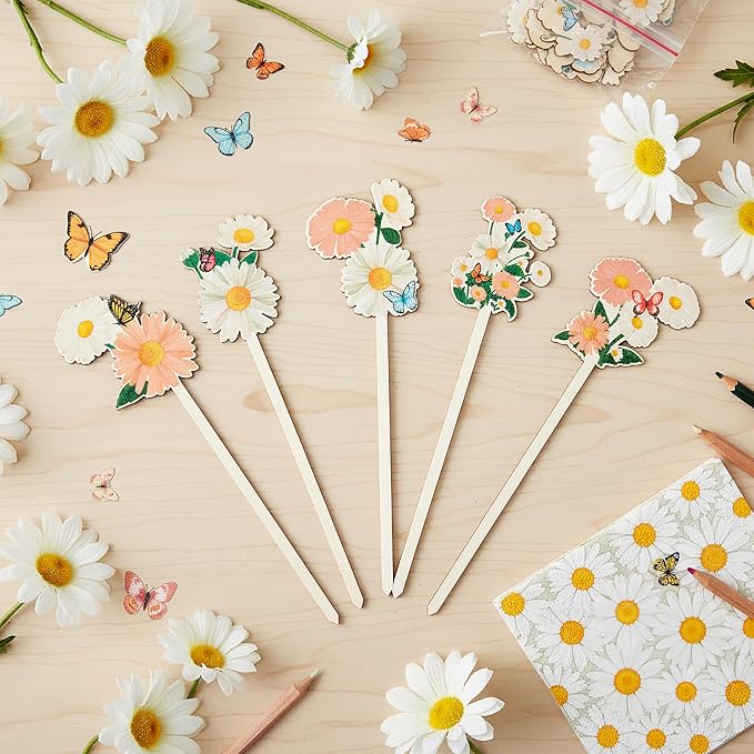 TICIAGA Daisy Flower with Butterfly Decorative Picks - Image 3