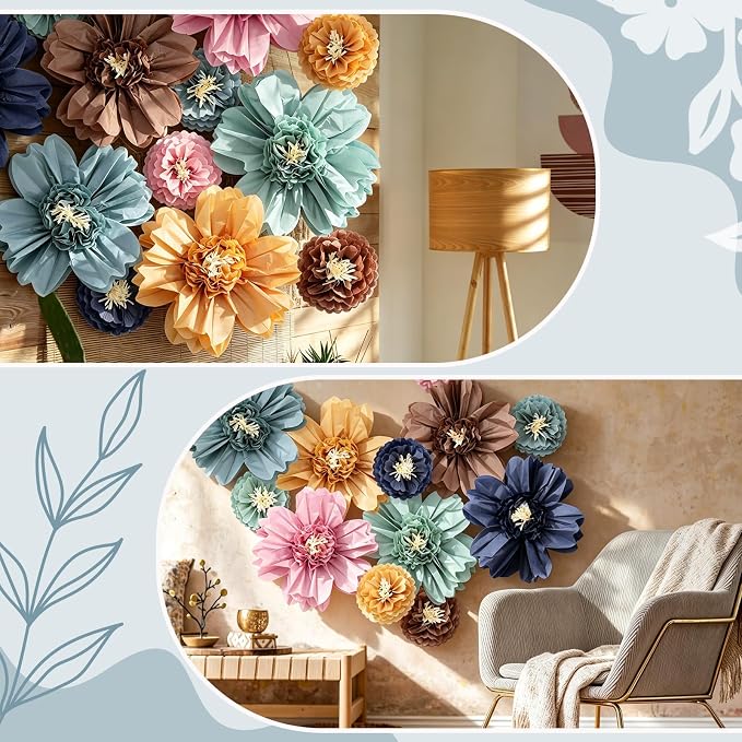 TaoBary Large Colorful Tissue Paper Flowers Giant Fiesta Paper Pom Poms - Image 7