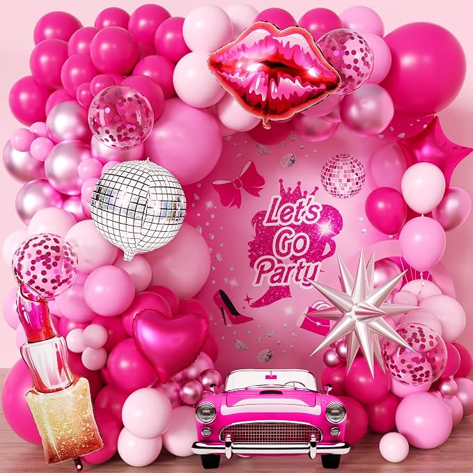 106pcs Hot Pink Balloon Garland Arch Kit by Jenlion