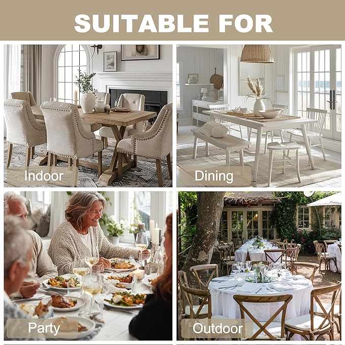 Hiasan Faux Linen Rectangle Tablecloth - Wrinkle and Stain Resistant Washable Table Cloth for Kitchen Dining Room Holiday Table Cover for Dinner, Beige, 60 x 140 Inch