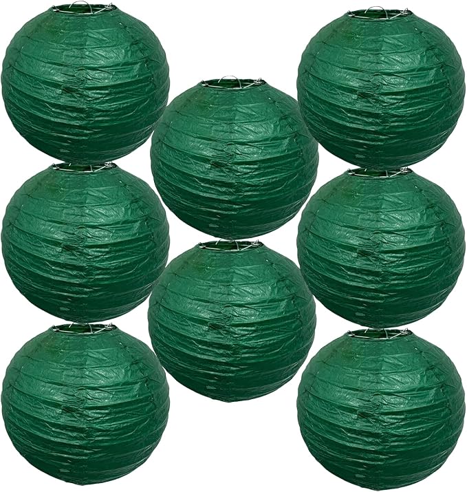 Green Paper Lanterns Hanging Ceiling Chinese Round Lanterns Indoor 12in | by BARTHEW