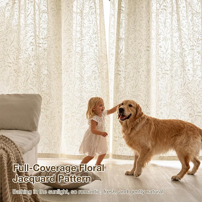 Anmao Taupe Semi Sheer Light Filtering Curtains 96 Inches Long 2 Panels - Image 5