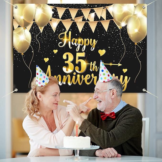 HAMIGAR 6x4ft Happy 35th Anniversary Banner Backdrop - Image 6