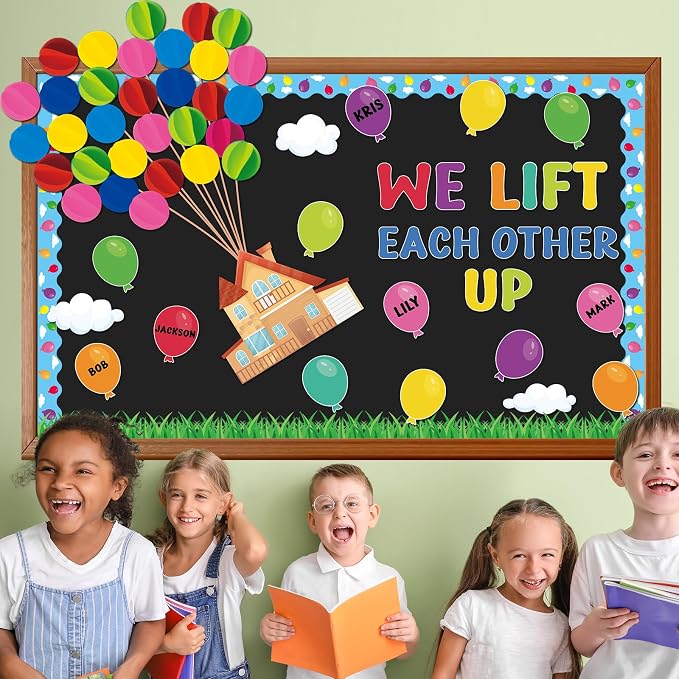 123Pcs Colorful Balloons Bulletin Board Set Mix Adventure Balloon Cloud Cutout - Image 6