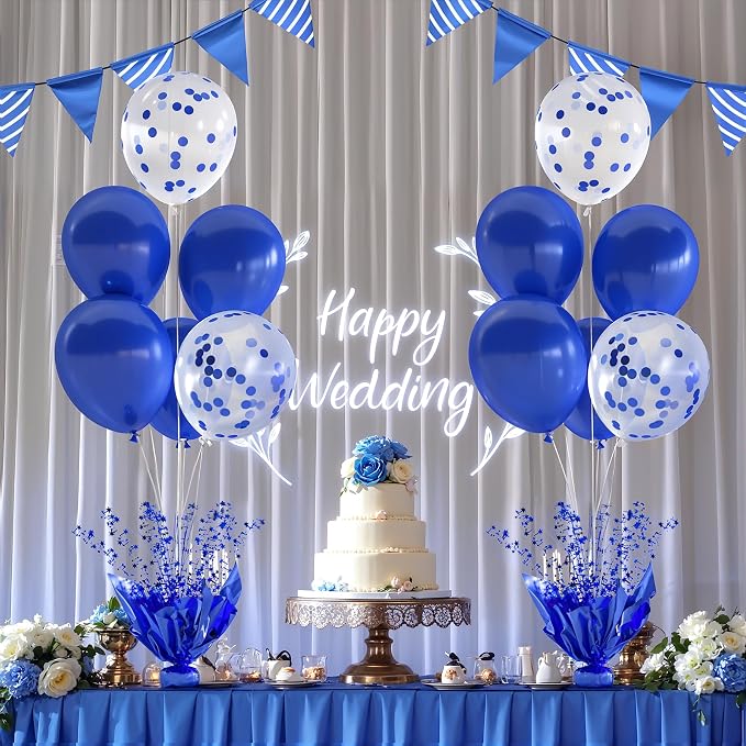 6 Set Royal Blue Table Balloons Foil Spray Centerpiece - Image 2