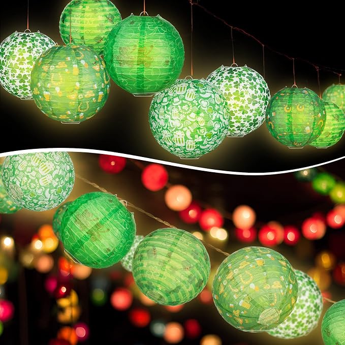 Panelee 12 Pcs St Patricks Day Party Decorations Paper Lanterns Hanging Round - Image 4