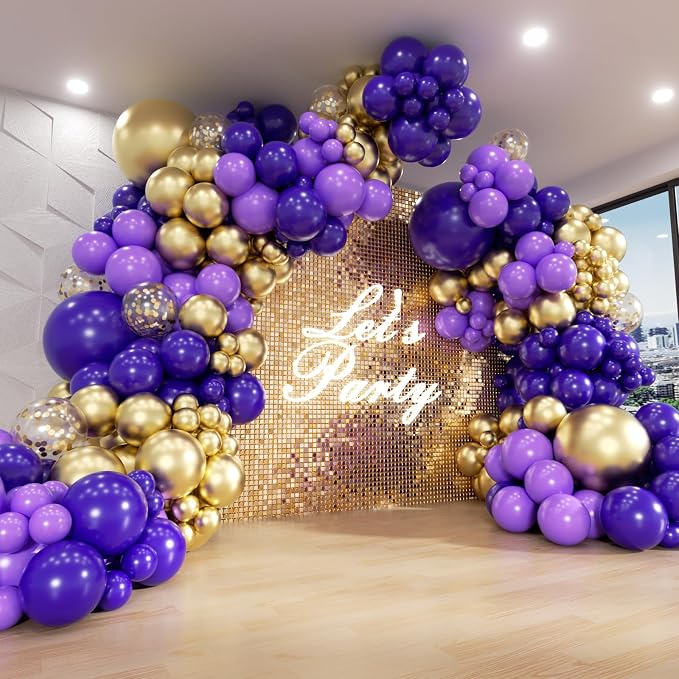 Purple and Gold Balloon Arch Garland Kit by FOTIOMRG