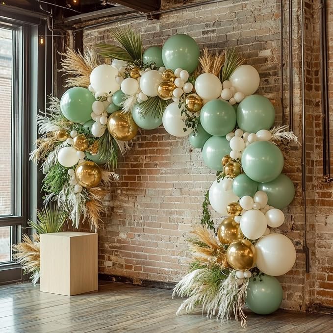 PartyWoo Sage Green Balloon Arch Kit 152pcs Different Sizes 18 12 10 5 Inch | - Image 2