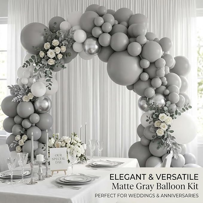 Gray Balloons, Baby Shower, Anniversary, Graduation, Party Decorations - Image 4