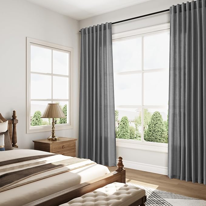 Blazer Grey Linen Curtains 90 Inch Long 2 Panels Set - Image 8