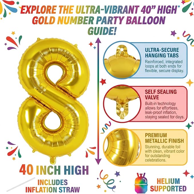 40 Inch Gold Number 18 Foil Balloon - Image 2