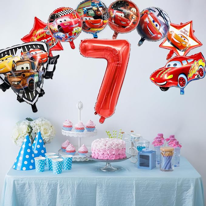9 Pcs Car Theme Happy Birthday Decorations, Cute Cartoons Party Decorations - Image 4
