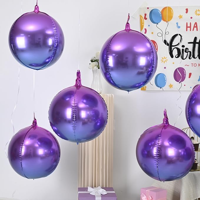 Blue Purple Round Foil Balloons - Image 4