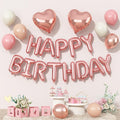 Happy Birthday Balloon Banner Rose Gold, 16 Inch Mylar Letters Rose Gold Heart by Togvu