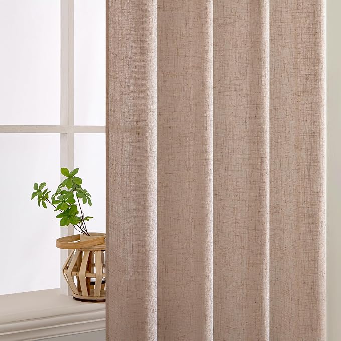 MIULEE Natural Beige Linen Curtains 52x90 Inch Long - Image 5