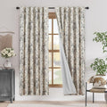 jinchan Black Floral Linen Blackout Curtains 72 Inch Back Tab 2 Panels | by JINCHAN