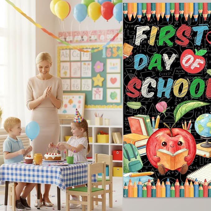 First Day of School Banner, 6.1 x 3 ft Happy Back to School Apple Door Cover - Image 7