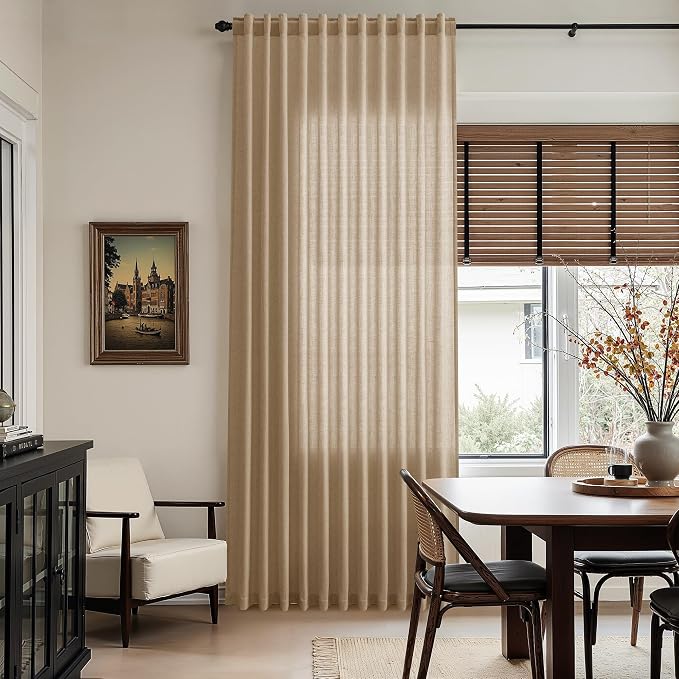 Sand Beige Linen 144 Inch Curtains - Image 8