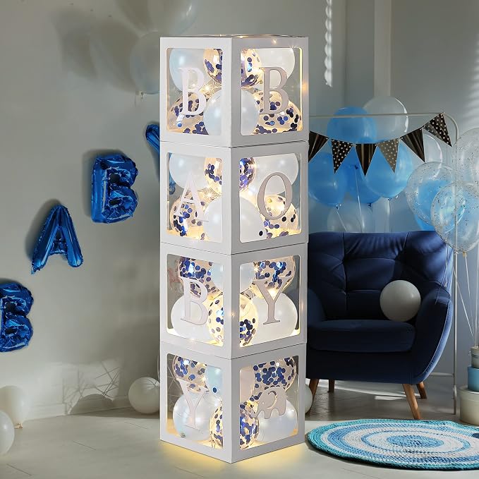 Baby Shower Balloon Box Decorations, 4 Pack Led Fairy String Lights and 40 Pcs - Image 2