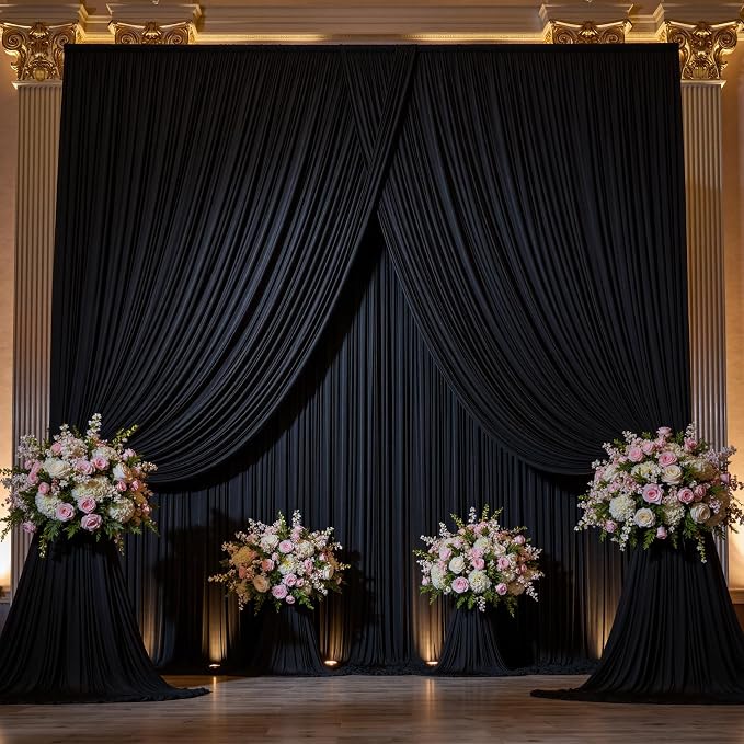 30×14ft Wrinkle Free Black Backdrop Curtain - Image 9