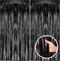 2 Pack Black Party Streamers Backdrop Tinsel Foil Fringe Curtains Halloween by BOMSI