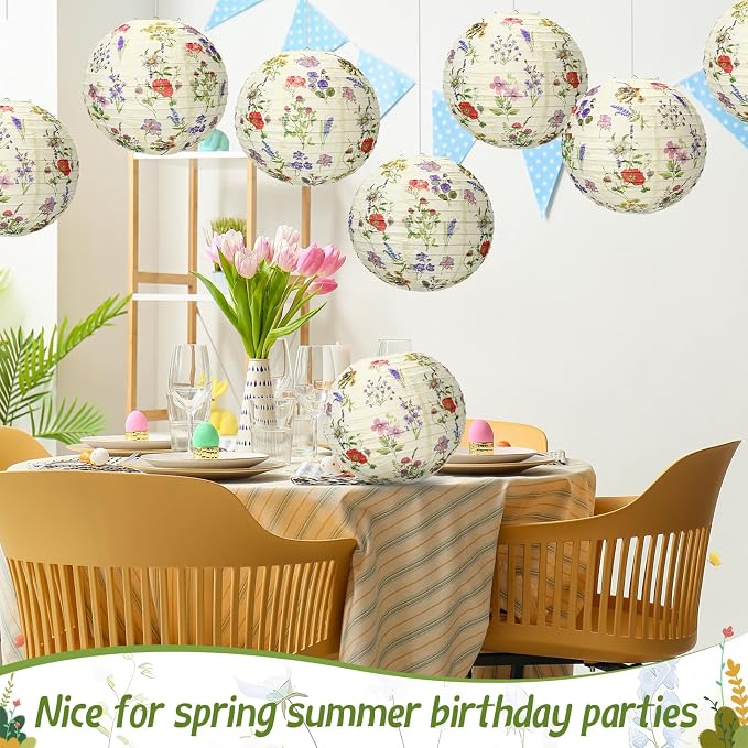 Honoson 12 Pcs Wildflower Paper Lanterns Spring Floral Wildflower Party - Image 4