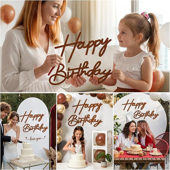 Brown Happy Birthday Sign for Backdrop - Image 7