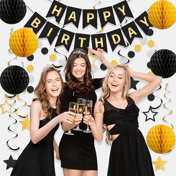 Rouceyxin Birthday Decorations, Happy Birthday Decor Sign Banner - Image 4