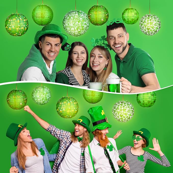 Panelee 12 Pcs St Patricks Day Party Decorations Paper Lanterns Hanging Round - Image 6