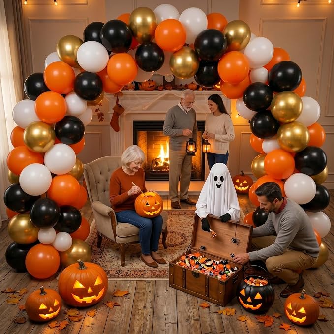 Halloween Balloon Arch Garland Kit, Spooky Party Decorations Background Supplies - Image 4