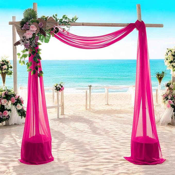 MDS Halloween Chiffon Draping Fabric - 1 Panel, 30" Wide x 75ft Long - Sheer Spooky Arbor & Canopy Drapery for Haunted House Backdrops, Party Ceilings, DIY Costumes & Themed Events - Hot Pink