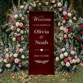 Personalized Wedding Welcome Banner Linen – Custom Names & Date, Elegant Fabric by Custom