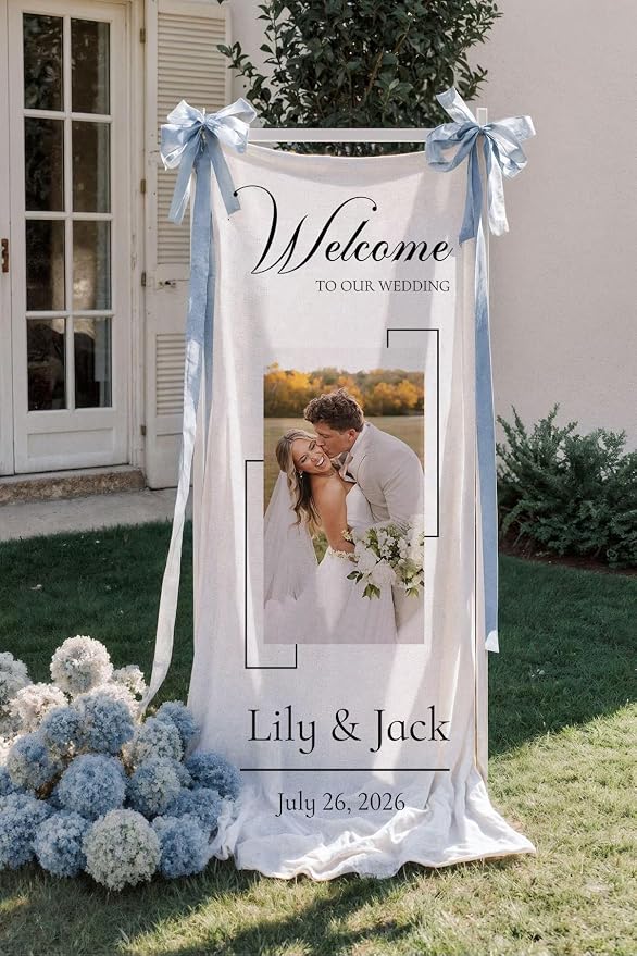 Custom Wedding Welcome Sign Linen - Image 2