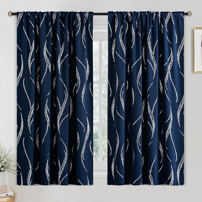 Yakamok Navy Blue Blackout Curtains - Image 3