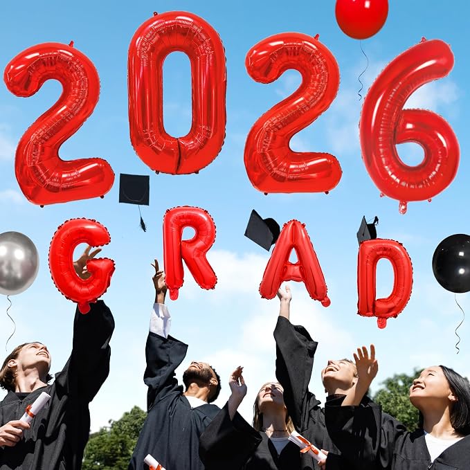 Party Spot！125 PCS Red and Black Graduation Party Decorations, 2026 Graduation - Image 7