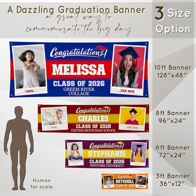 Graduation Banner 2026 Personalized, Then & Now - Image 3