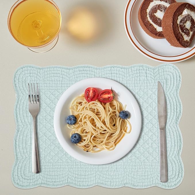 HOMBYS Quilted Placemats Set of 6 Washable-13x18 inches Rectangular Placemats - Image 4