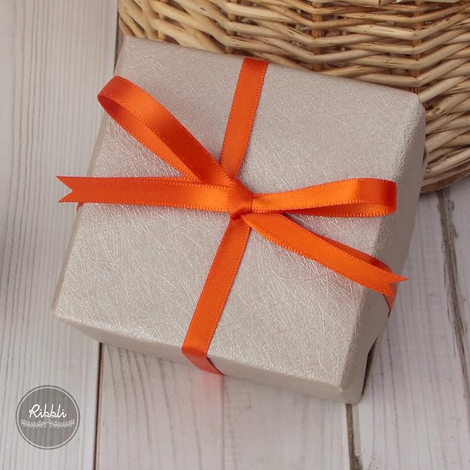 Ribbli Torrid Orange Double Faced Satin Ribbon, 1/4” x Continuous 25 Yards - Image 2