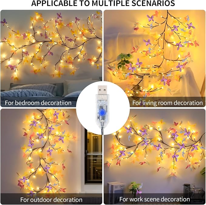 7.55FT 144LED Butterfly Enchanted Willow Vine Light - Image 6