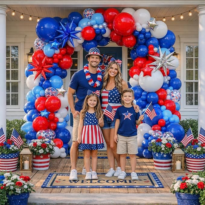 145Pcs Red White and Blue Balloon Garland Kit, Patriotic Balloon Arch Kit | - Image 3