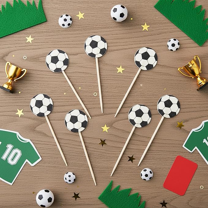 TICIAGA Soccer Wooden Floral Picks - Image 3
