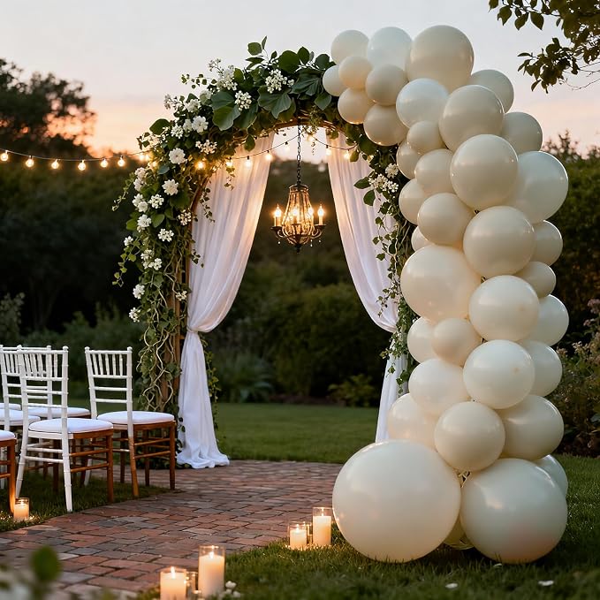 Patimate Sand White Balloons 100 Pcs 12 Inch White Sand Latex Boho Balloon | - Image 2