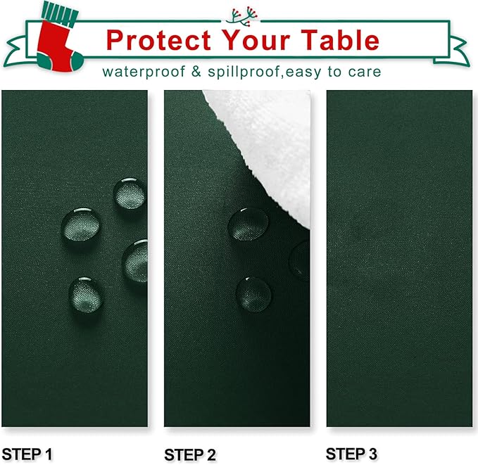 Hiasan Rectangle Tablecloth - Waterproof Washable Fabric Table Cloth for Wedding, Banquet, Gathering and Dining Room, 90 x 156 Inch, Hunter Green