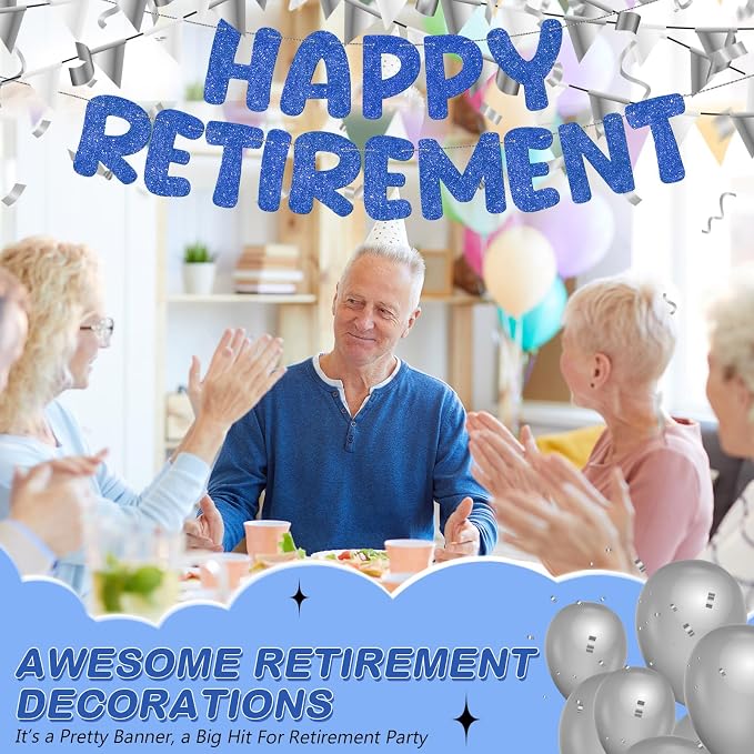Fulmoon Pre Strung Happy Retirement Banner Glitter Retirement Sign Funny - Image 5