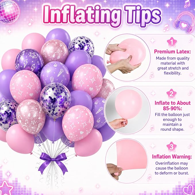 HILAVO Korean Pop Balloons, 12 Inch Metallic Pink Purple Pattern Balloons - Image 8